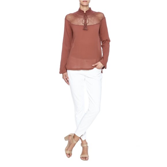 Free People On The Island Lace Crochet Floral Boho Oversized Long Sleeve Shirt - Picture 11 of 11